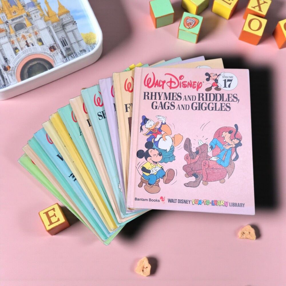 Vintage Walt Disney Fun-To-Learn Library 1983 Set of 12 Hardcover Books